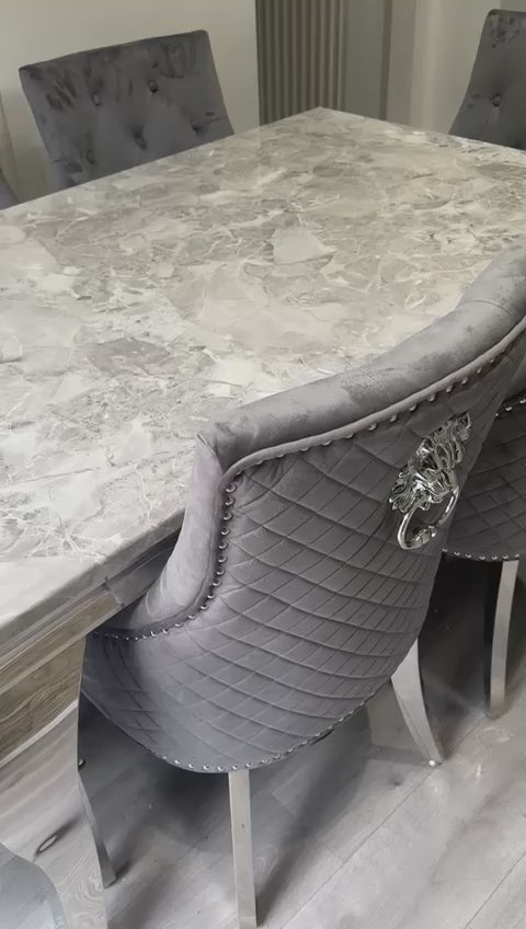 1.8 Grey Louis 6 Dark Grey Chairs